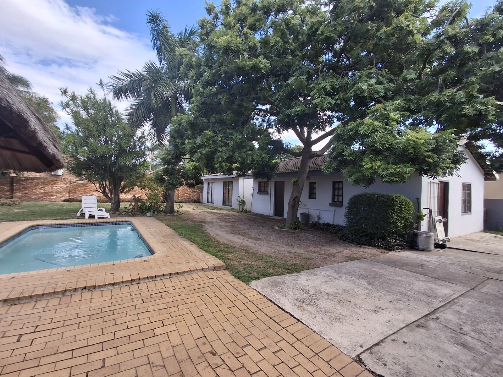 Thatched roof and warm wood interior