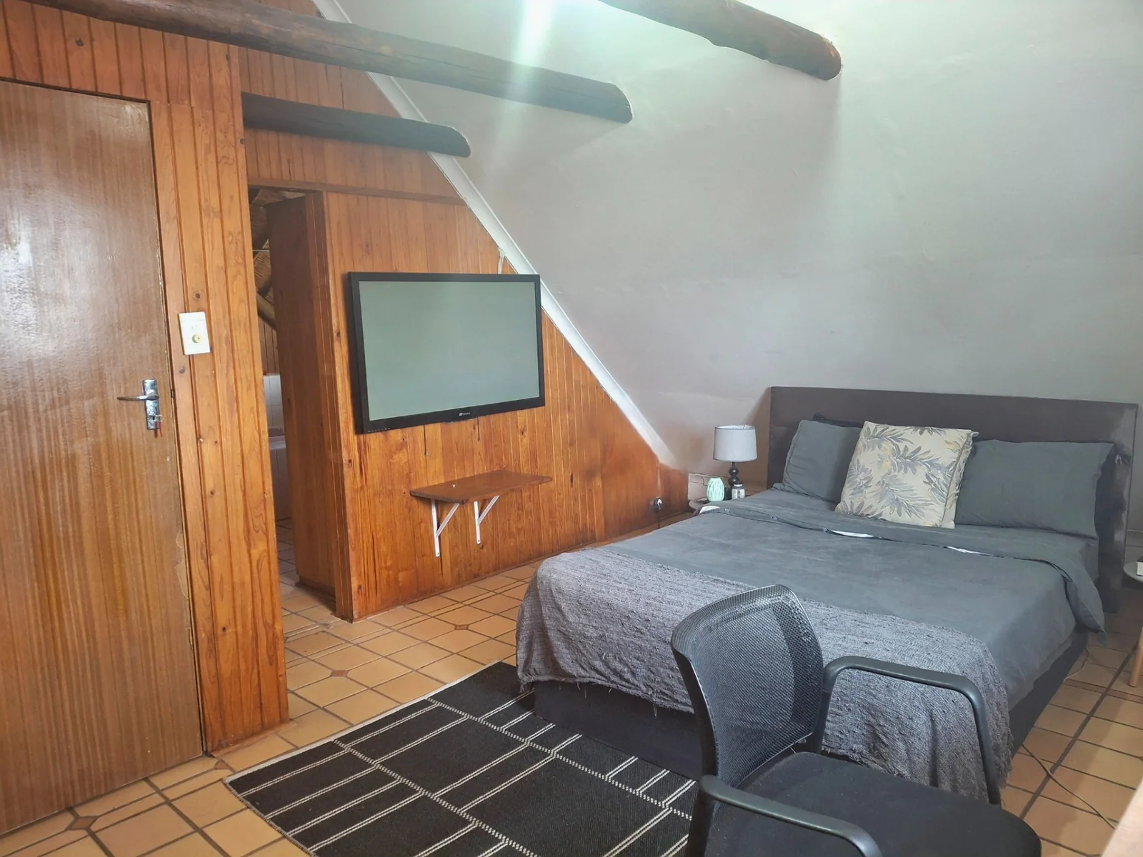 Thatched roof and warm wood interior